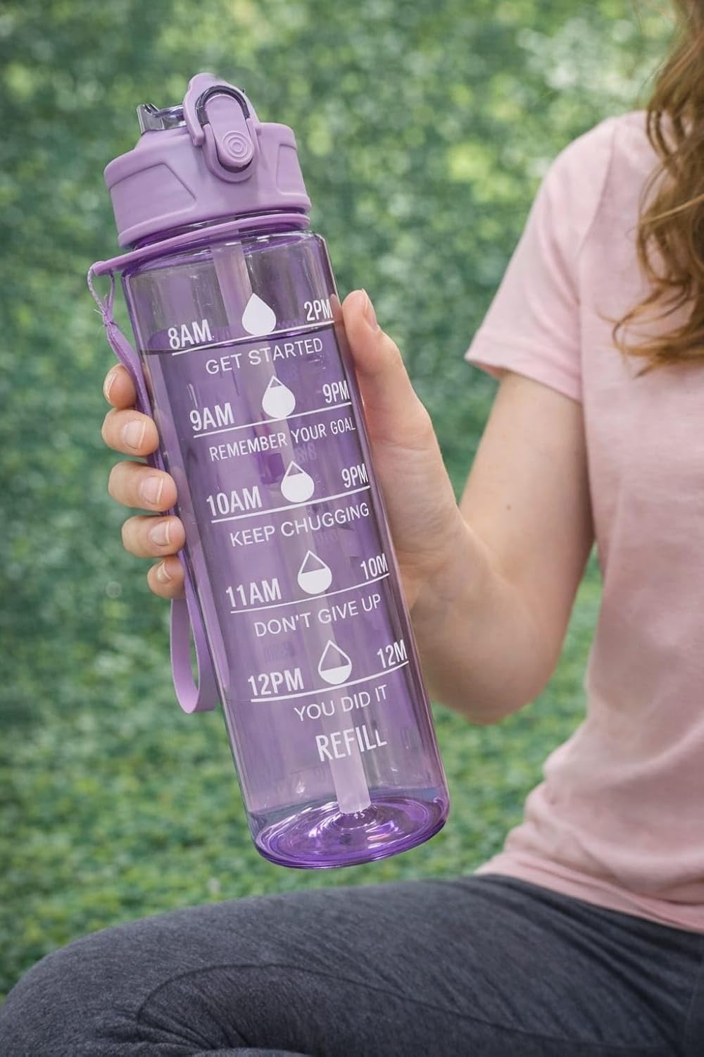 Water Bottle with Time Measurement, 900ML BPA Free Non-Toxic Sipper Bottle for Adults, Office, School, College, Gym