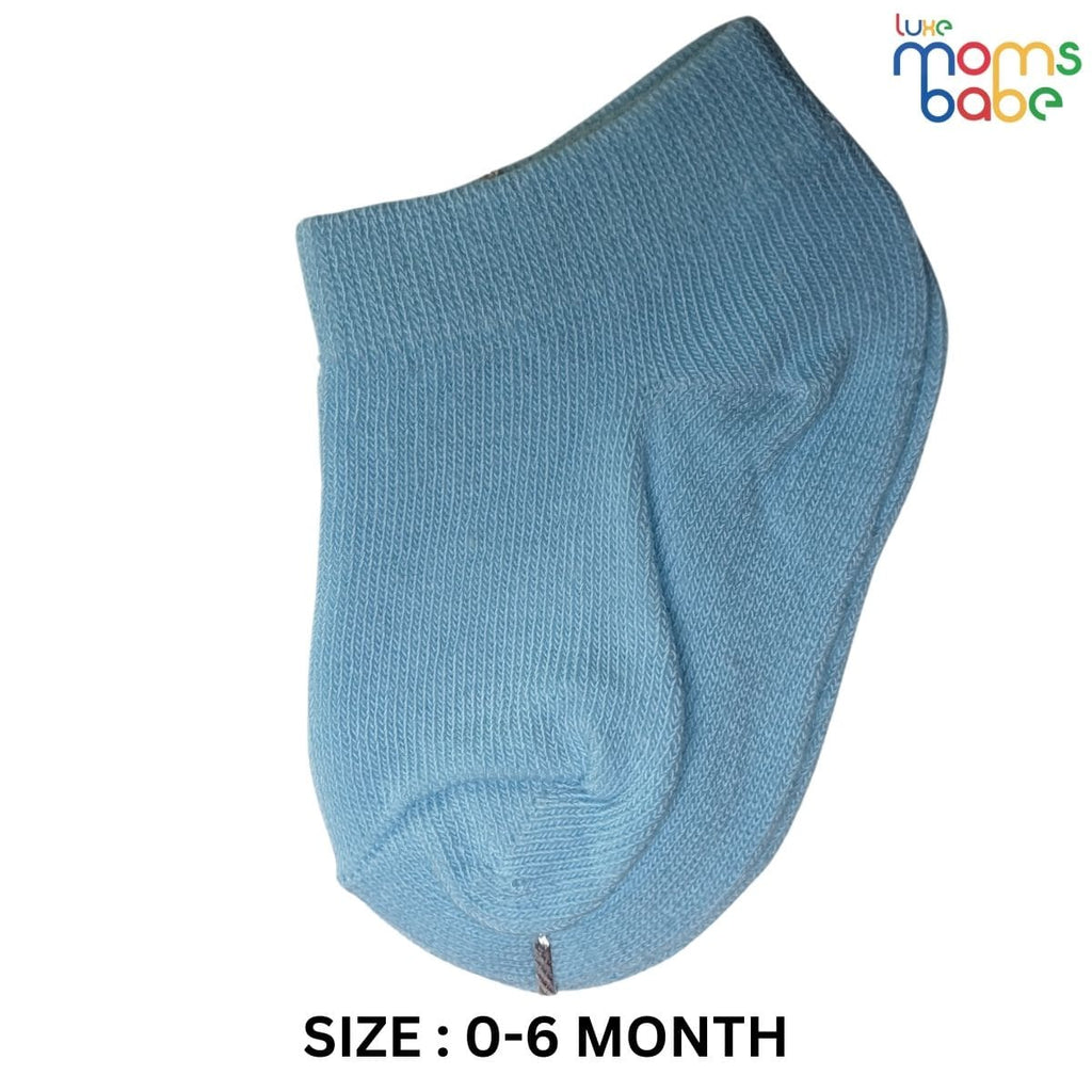 Baby Socks  - Pack of 2 for Baby Boys (0 - 6 Months) Color - blue-grey & Light Blue , baby boys ankle socks, soft cotton baby socks,