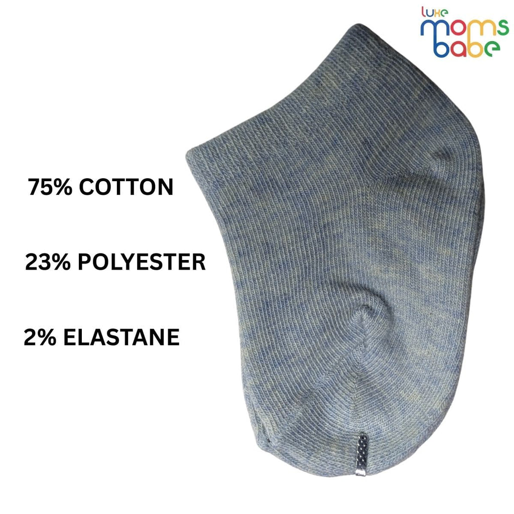 Baby Socks  - Pack of 2 for Baby Boys (0 - 6 Months) Color - blue-grey & Light Blue , baby boys ankle socks, soft cotton baby socks,
