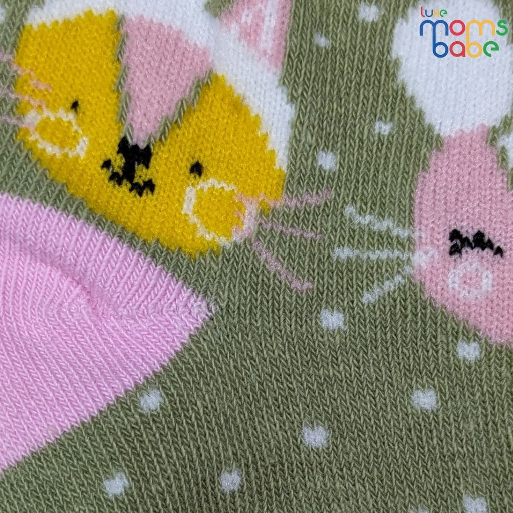 Baby Socks  - Pack of 2  for Baby Girls ( 0 - 6 Months ) , Color - Green & Yellow |infant socks 0-6 months | baby girl socks pack of 2 | soft cotton baby socks