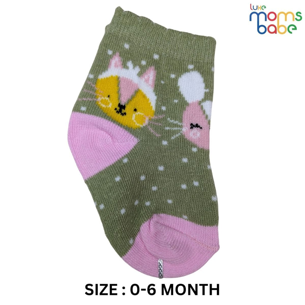 Baby Socks  - Pack of 2  for Baby Girls ( 0 - 6 Months ) , Color - Green & Yellow |infant socks 0-6 months | baby girl socks pack of 2 | soft cotton baby socks