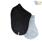 Baby Socks  - Pack of 2 for Baby boys ( 0 - 6 Months ), Color - Black & Gray , soft cotton baby socks, baby ankle socks,