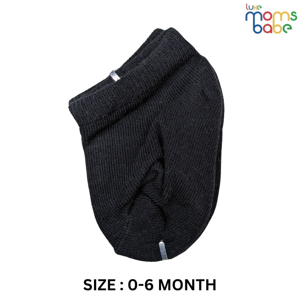 Baby Socks  - Pack of 2 for Baby boys ( 0 - 6 Months ), Color - Black & Gray , soft cotton baby socks, baby ankle socks,