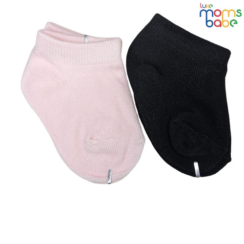 Baby Socks - Pack of 2 for Baby boys ( 0 - 6 Months ), Color - Black & Rose,soft cotton baby socks, baby boy socks set, black baby socks, rose color baby socks,