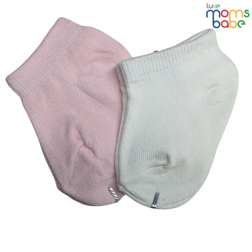 Baby Socks - Pack of 2 for Baby boys ( 0 - 6 Months ), Color - Light Pink & White,cotton baby socks, baby ankle socks, baby socks pack of 2,