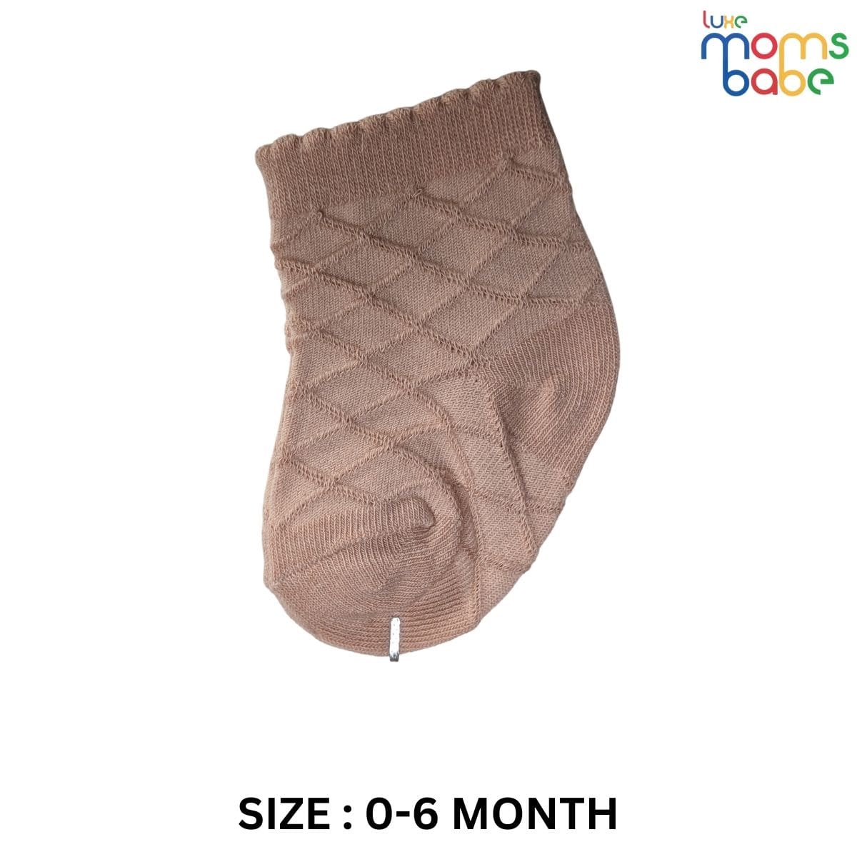 Baby Socks - Pack of 2 for Baby Girls ( 0 - 6 Months ) , Color - Light Brown & White ,Soft baby socks ,Cotton baby socks ,Comfortable baby socks ,