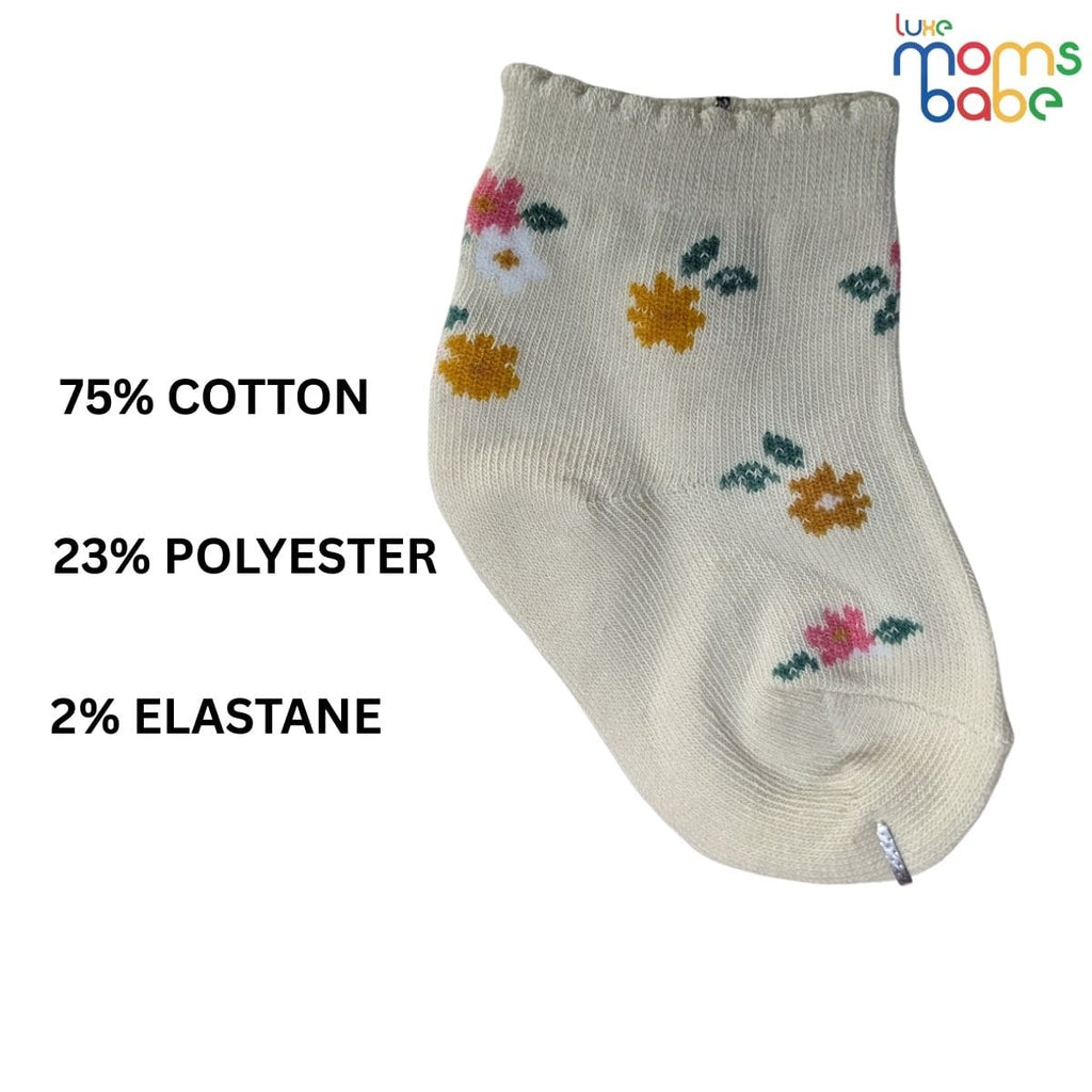 Baby Socks - Pack of 2 for Baby Girls ( 0 - 6 Months ) , Color - Green & Cream, cute baby socks, green baby socks, cream baby socks,