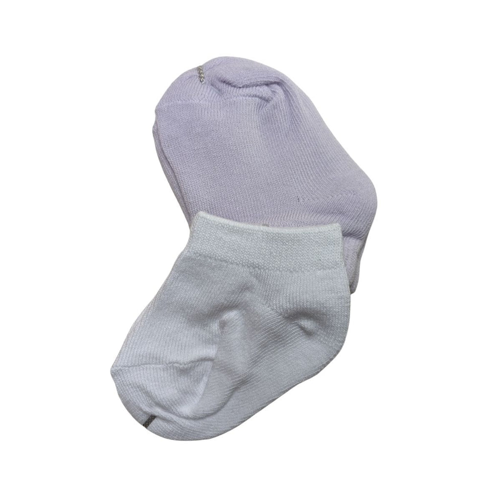 Baby Socks  - Pack of 2  for Baby boys ( 0 - 6 Months ), Color - White & Light purple ,soft baby socks, cozy socks for babies, white and purple baby socks,