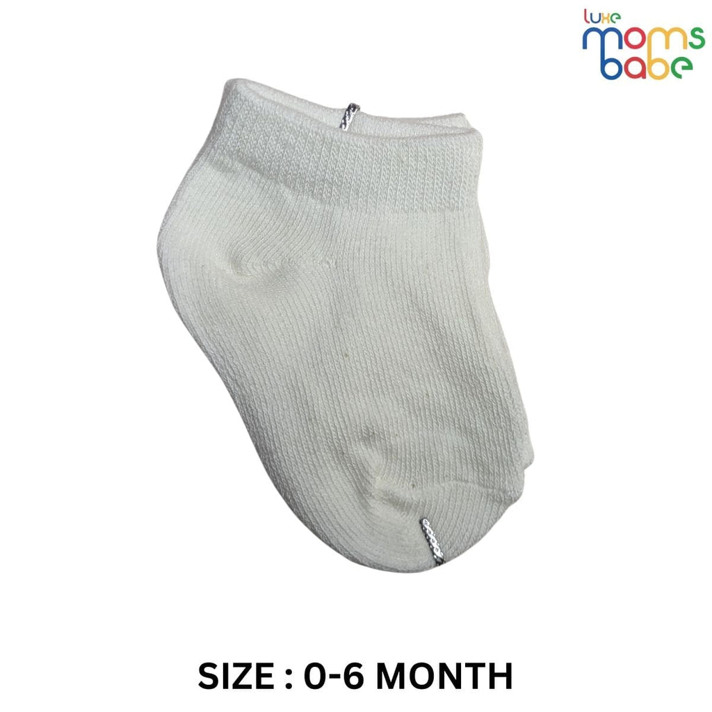 Baby Socks - Pack of 2 for Baby boys ( 0 - 6 Months ), Color - Cream & White, Cute baby socks pack ,Breathable baby socks ,Cotton baby socks ,Non-slip baby sock