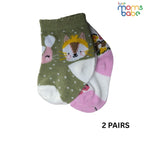 Baby Socks - Pack of 2 for Baby Girls (0 - 6 Months) Color - Pink & Green, cute baby socks, soft baby socks, infant socks, breathable baby socks, toddler socks