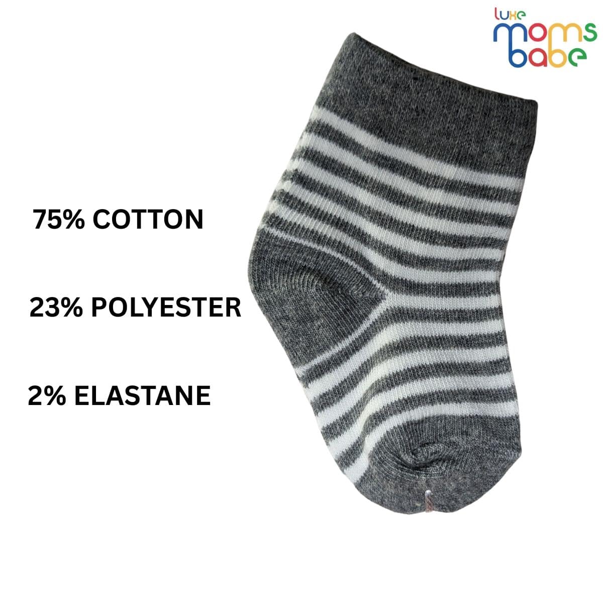 Baby Socks - Pack of 2 for Baby boys ( 0 - 6 Months ), Color - Navy Blue - Gray ,Soft cotton baby socks pack of 2 , Navy blue and gray newborn socks ,