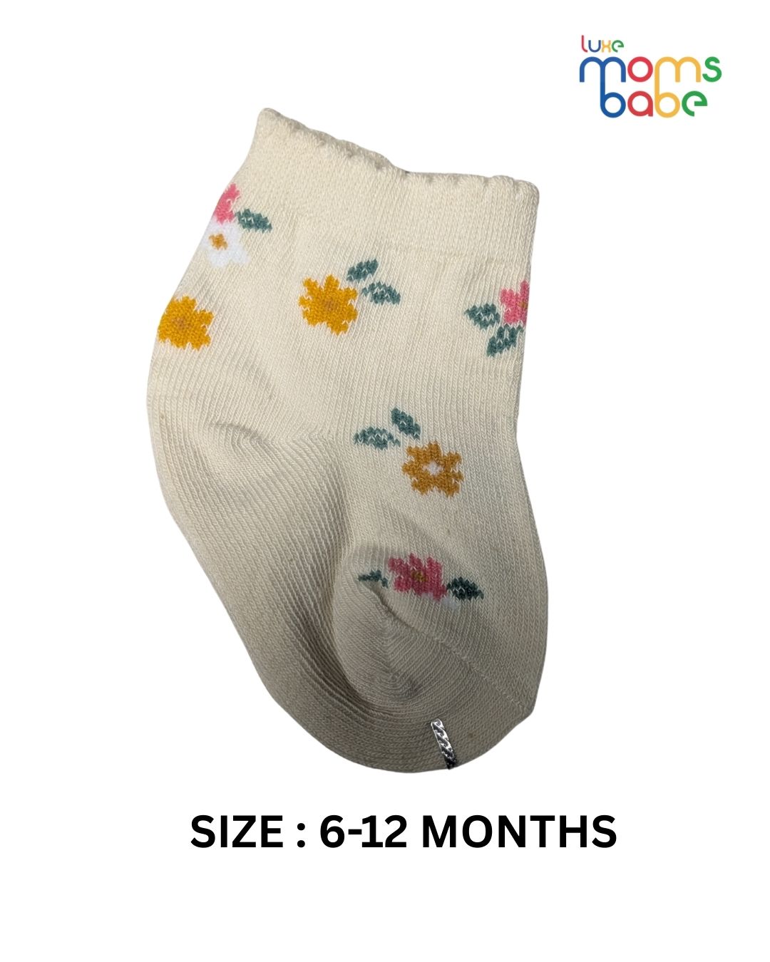 Baby Socks - Pack of 2 for Baby Girls (6 - 12 Months) Color - Cream & Green ,baby girl ankle socks, comfortable baby socks, skin friendly baby socks, daily wear