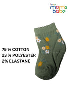 Baby Socks - Pack of 2 for Baby Girls (6 - 12 Months) Color - Cream & Green ,baby girl ankle socks, comfortable baby socks, skin friendly baby socks, daily wear