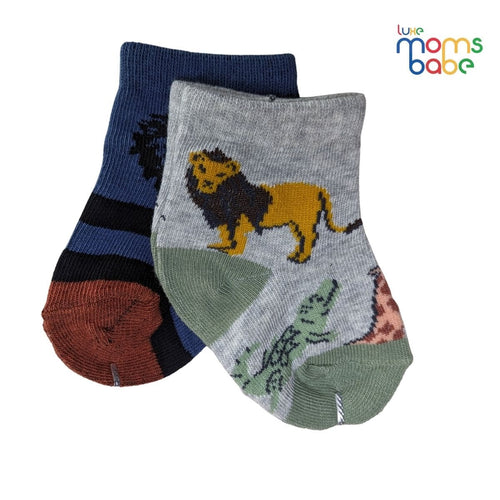 Baby Socks - Pack of 2 for Baby boys ( 0 - 6 Months ), Color - Gray & Navy Blue,soft baby socks, breathable baby socks, comfy baby socks, toddler socks,