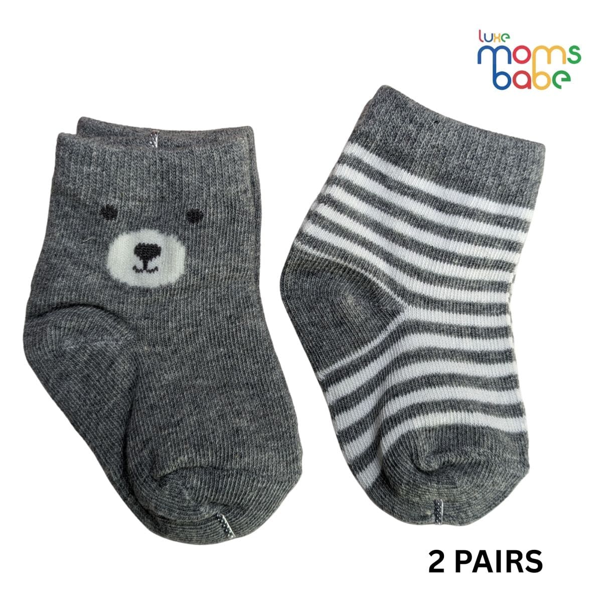 Baby Socks - Pack of 2 for Baby boys ( 0 - 6 Months ), Color - Gray,newborn socks, infant socks, 0-6 months socks, soft baby socks, breathable baby socks,