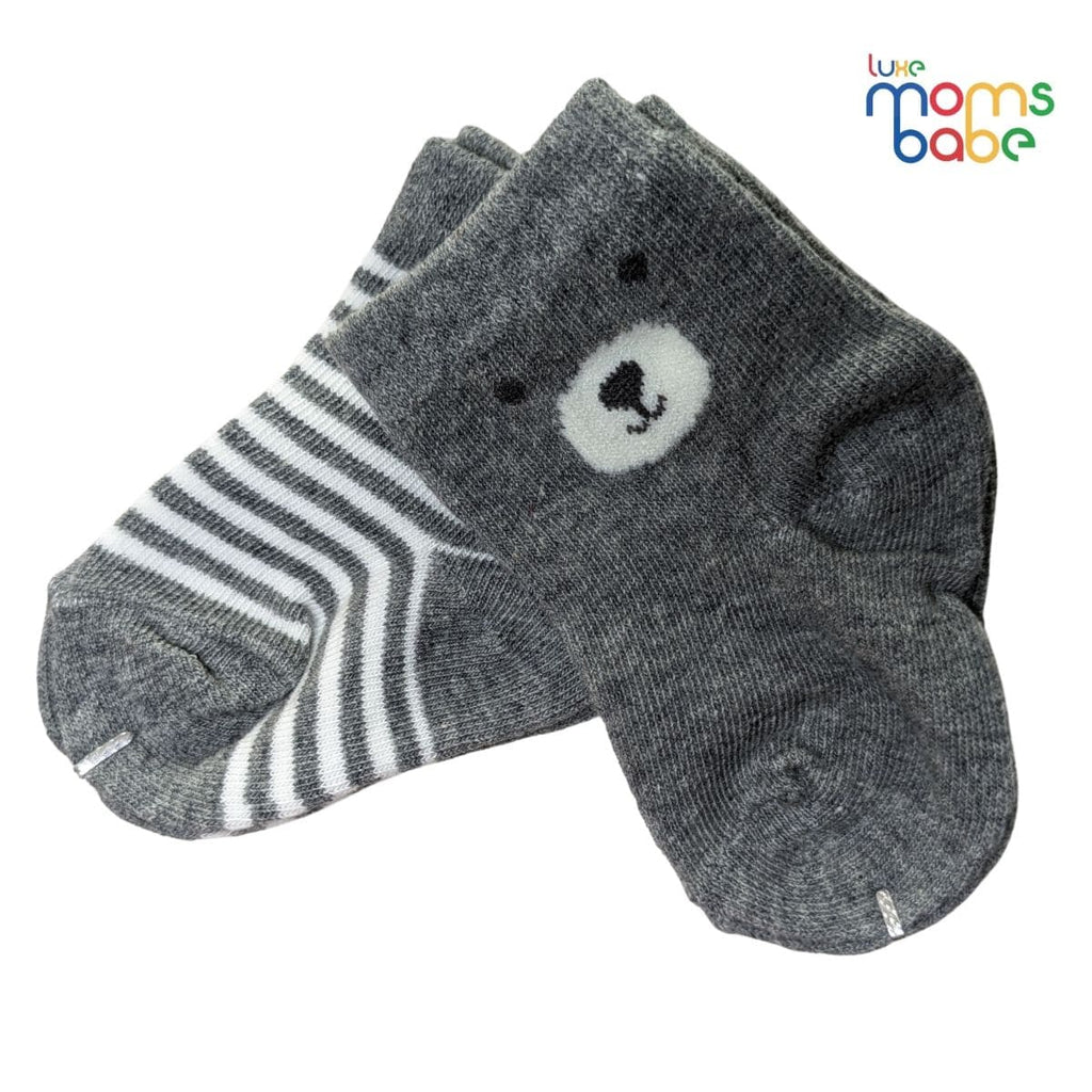 Baby Socks - Pack of 2 for Baby boys ( 0 - 6 Months ), Color - Gray,newborn socks, infant socks, 0-6 months socks, soft baby socks, breathable baby socks,