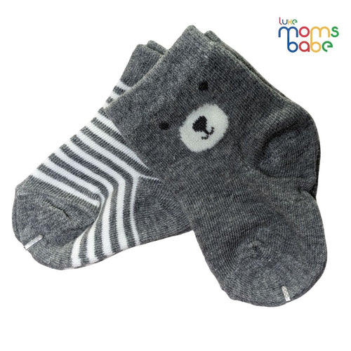 Baby Socks - Pack of 2 for Baby boys ( 0 - 6 Months ), Color - Gray,newborn socks, infant socks, 0-6 months socks, soft baby socks, breathable baby socks,
