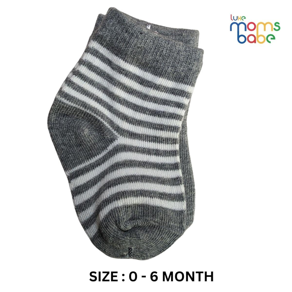 Baby Socks - Pack of 2 for Baby boys ( 0 - 6 Months ), Color - Gray,newborn socks, infant socks, 0-6 months socks, soft baby socks, breathable baby socks,