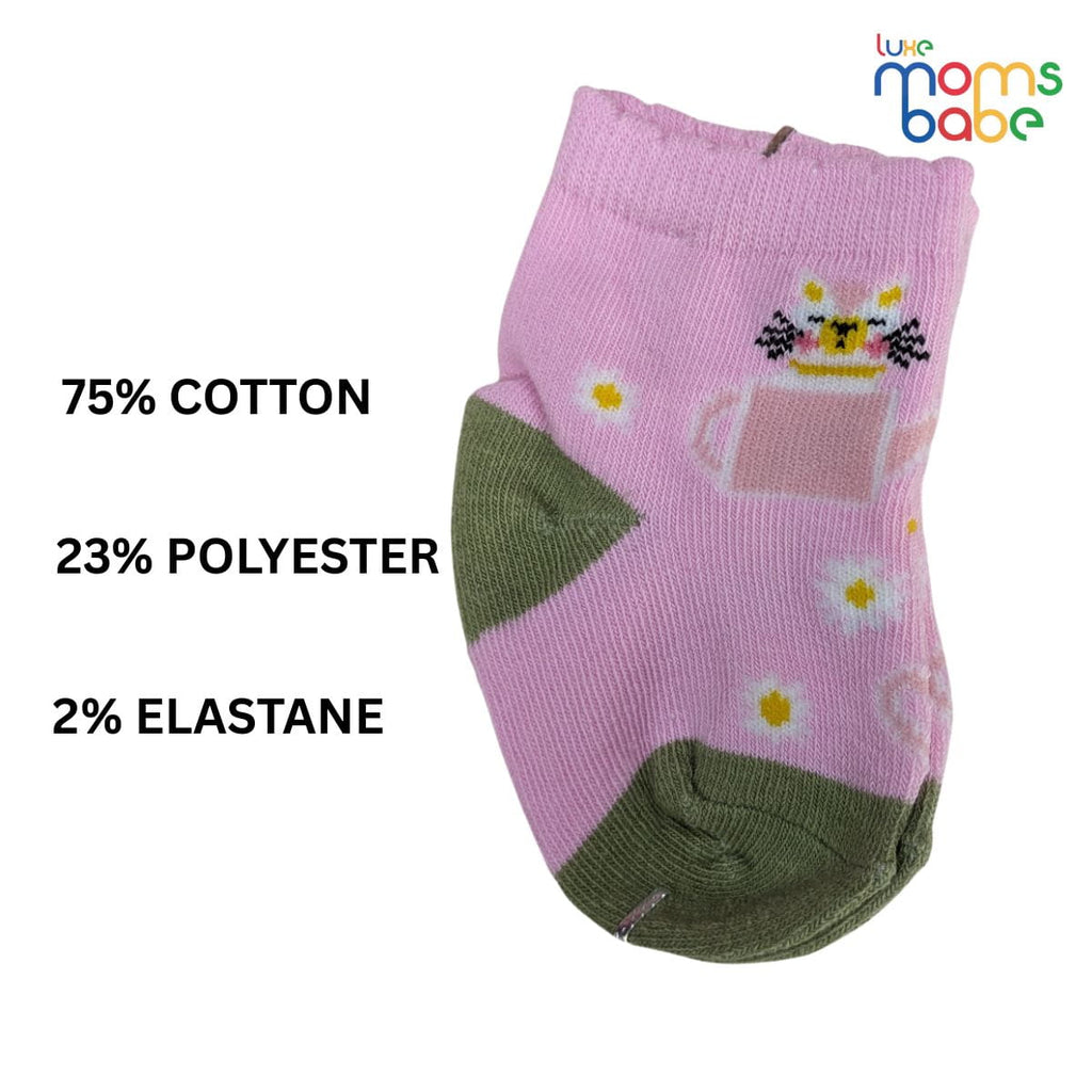 Baby Socks - Pack of 2 for Baby Girls (0 - 6 Months) Color - Light pink & Green,baby girl ankle socks, breathable baby socks, anti slip baby socks girls,