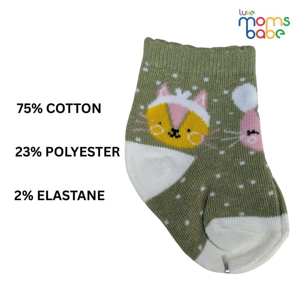 Baby Socks - Pack of 2 for Baby Girls (0 - 6 Months) Color - Green &  Navy Blue,soft cotton baby socks,breathable baby socks, winter baby socks,