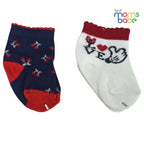 Baby Socks - Pack of 2 for Baby Girls (0 - 6 Months) Color - Navy Blue & White,soft baby socks, infant socks pack of 2, breathable baby socks, comfortable baby,