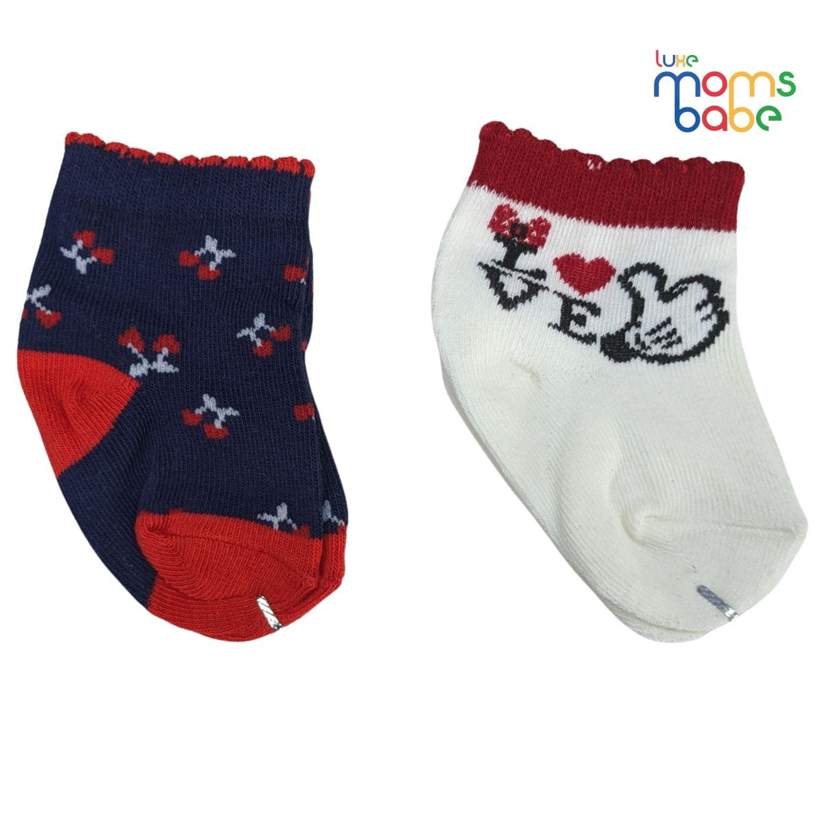 Baby Socks - Pack of 2 for Baby Girls (0 - 6 Months) Color - Navy Blue & White,soft baby socks, infant socks pack of 2, breathable baby socks, comfortable baby,