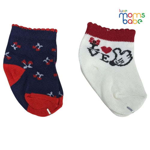 Baby Socks - Pack of 2 for Baby Girls (0 - 6 Months) Color - Navy Blue & White,soft baby socks, infant socks pack of 2, breathable baby socks, comfortable baby,