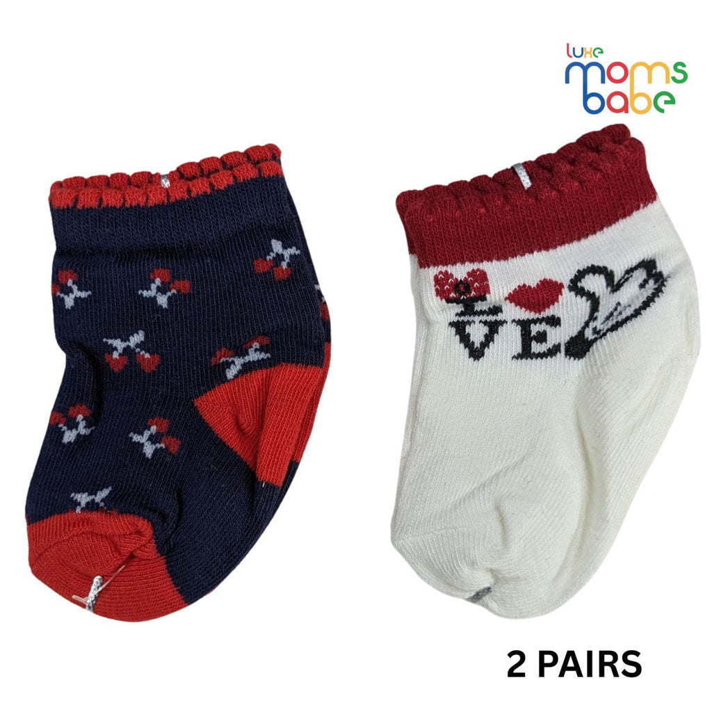 Baby Socks - Pack of 2 for Baby Girls (0 - 6 Months) Color - Navy Blue & White,soft baby socks, infant socks pack of 2, breathable baby socks, comfortable baby,