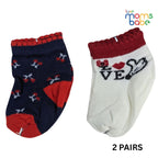 Baby Socks - Pack of 2 for Baby Girls (0 - 6 Months) Color - Navy Blue & White,soft baby socks, infant socks pack of 2, breathable baby socks, comfortable baby,