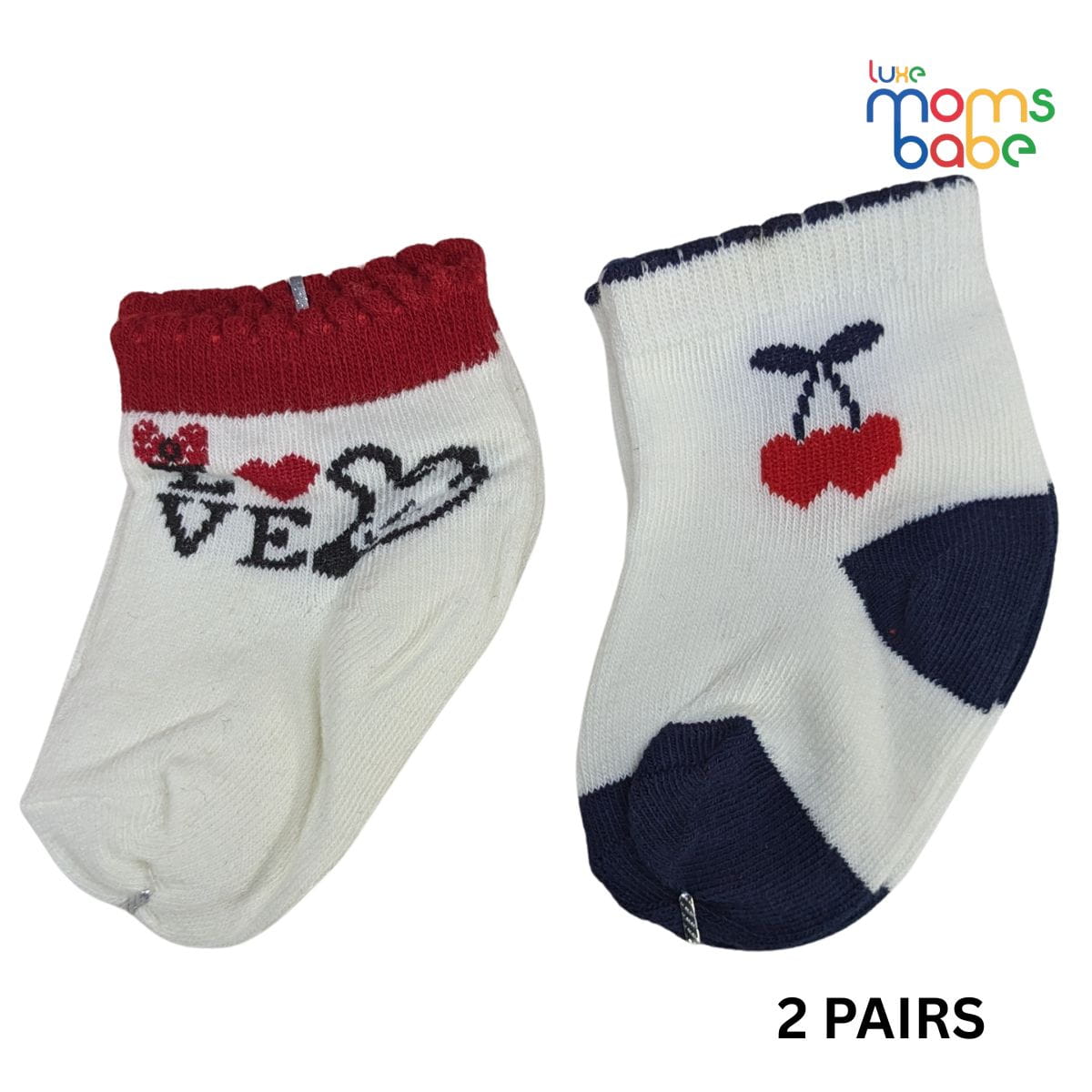 Baby Socks - Pack of 2 for Baby Girls (0 - 6 Months) Color - White ,skin-friendly baby socks,  daily wear baby socks, baby socks for sensitive skin,