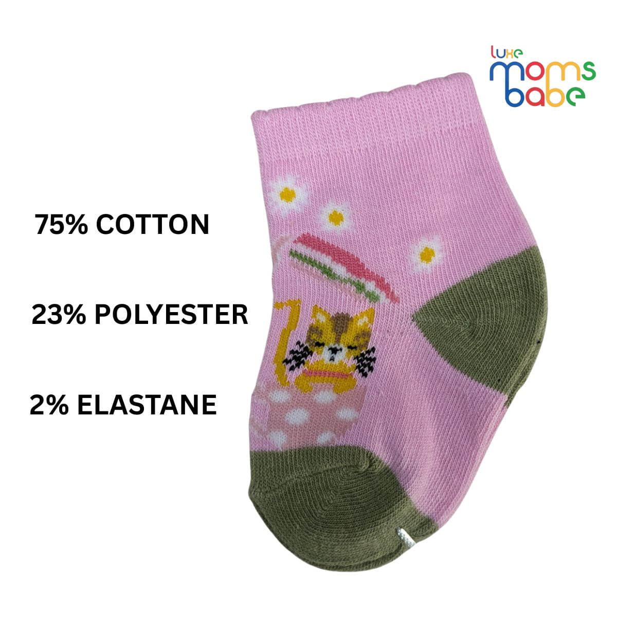 Baby Socks - Pack of 2 for Baby Girls (0 - 6 Months) Color - White & Light Pink ,comfortable baby socks, skin friendly baby socks, daily wear baby socks,