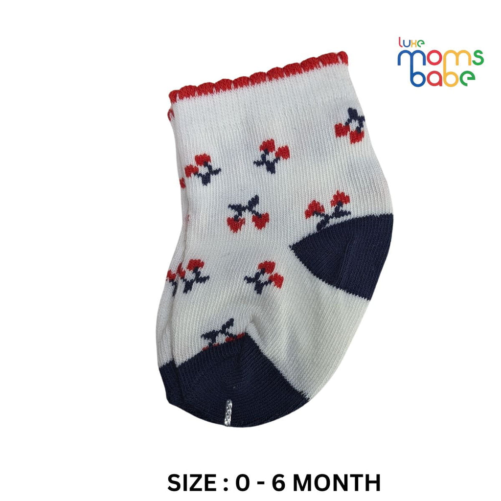 Baby Socks - Pack of 2 for Baby Girls (0 - 6 Months) Color - White & Green,breathable baby socks, skin-friendly baby socks, baby ankle socks, daily wear baby .