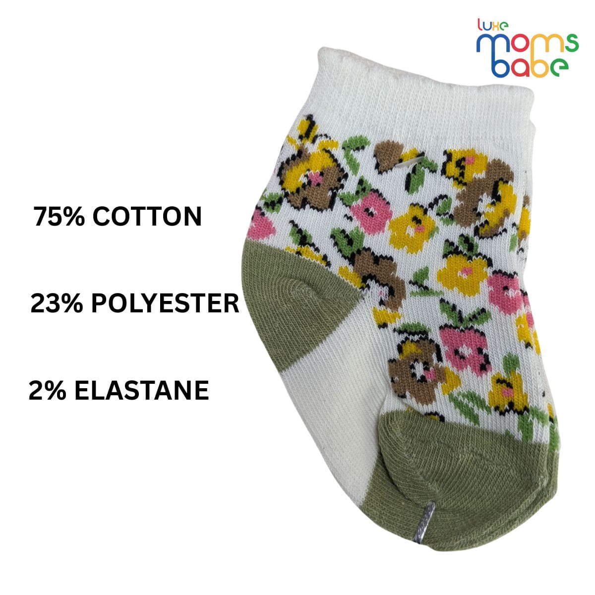 Baby Socks - Pack of 2 for Baby Girls (0 - 6 Months) Color - White & Green,breathable baby socks, skin-friendly baby socks, baby ankle socks, daily wear baby .