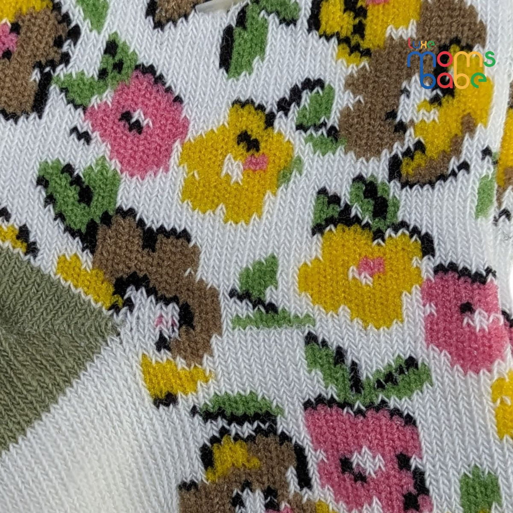 Baby Socks - Pack of 2 for Baby Girls (0 - 6 Months) Color - White & Green,breathable baby socks, skin-friendly baby socks, baby ankle socks, daily wear baby .