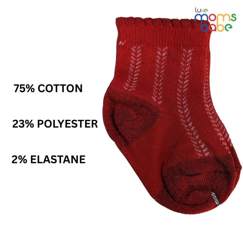 Baby Socks - Pack of 2 for Baby Girls (0 - 6 Months) Color - Red & Navy Blue,comfortable infant socks, baby winter socks, baby daily wear socks,