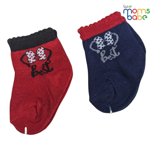 Baby Socks - Pack of 2 for Baby Girls (0 - 6 Months) Color - Red & Navy Blue,baby ankle socks, anti slip baby socks, breathable baby socks, comfortable .