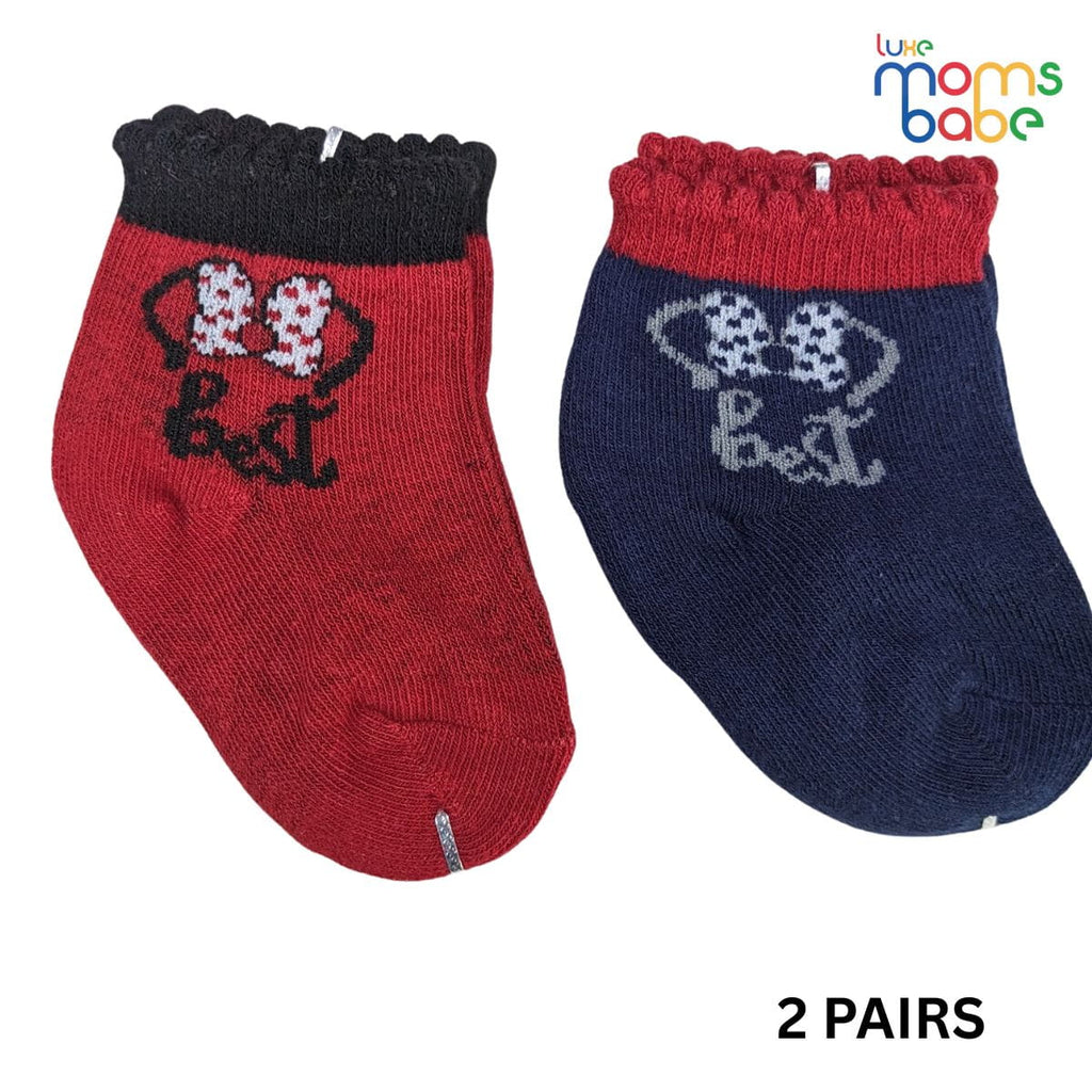 Baby Socks - Pack of 2 for Baby Girls (0 - 6 Months) Color - Red & Navy Blue,baby ankle socks, anti slip baby socks, breathable baby socks, comfortable .