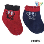 Baby Socks - Pack of 2 for Baby Girls (0 - 6 Months) Color - Red & Navy Blue,baby ankle socks, anti slip baby socks, breathable baby socks, comfortable .