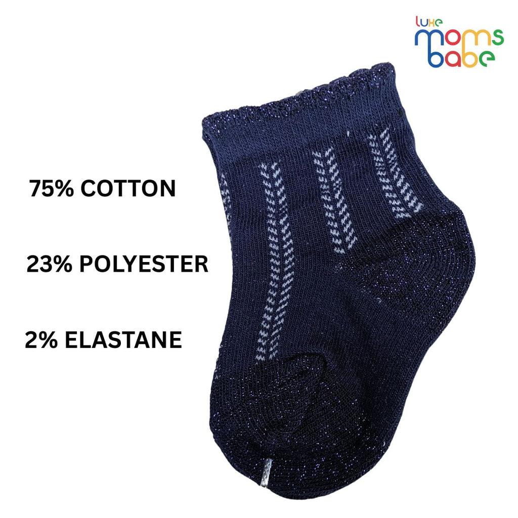 Baby Socks - Pack of 2 for Baby Girls (0 - 6 Months) Color - Navy Blue & Green ,breathable baby socks, comfortable baby socks, baby clothing accessories.