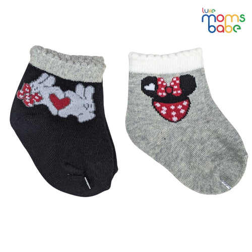 Baby Socks - Pack of 2 for Baby Girls (0 - 6 Months) Color - Black & Gray, baby clothing accessories, infant cotton socks, baby gift socks, baby foot wear,