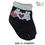 Baby Socks - Pack of 2 for Baby Girls (0 - 6 Months) Color - Black & Gray, baby clothing accessories, infant cotton socks, baby gift socks, baby foot wear,