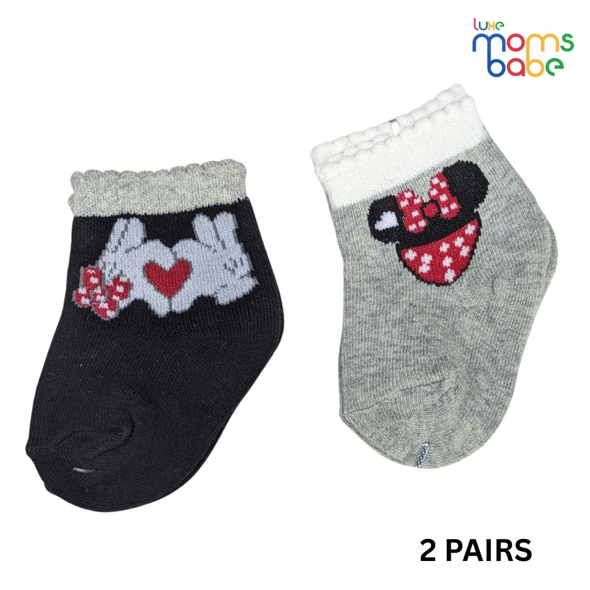 Baby Socks - Pack of 2 for Baby Girls (0 - 6 Months) Color - Black & Gray, baby clothing accessories, infant cotton socks, baby gift socks, baby foot wear,