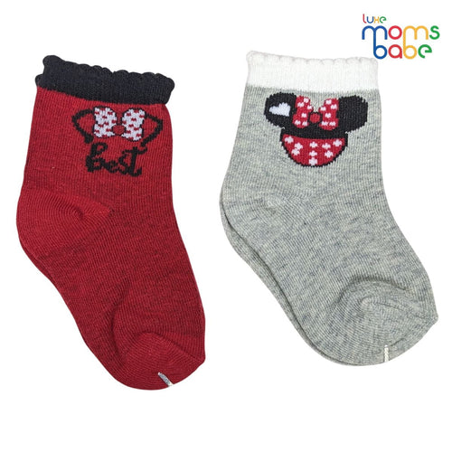Baby Socks - Pack of 2 for Baby Girls (0 - 6 Months) Color - Red & Gray , comfortable baby socks, breathable baby socks, anti slip baby socks,
