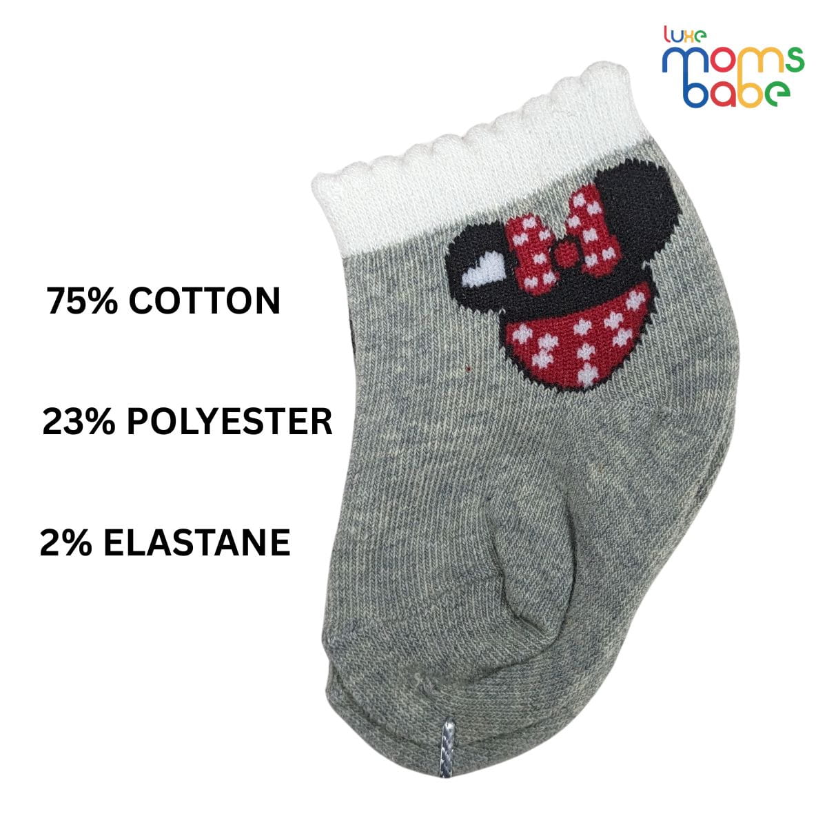 Baby Socks - Pack of 2 for Baby Girls (0 - 6 Months) Color - Red & Gray , comfortable baby socks, breathable baby socks, anti slip baby socks,