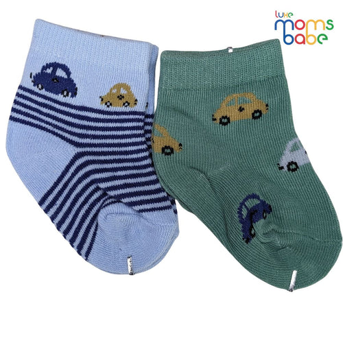 Baby Socks - Pack of 2 for Baby boys ( 0 - 6 Months ), Color - Light Blue & Light Green,baby boys ankle socks, breathable baby socks, gentle baby socks.