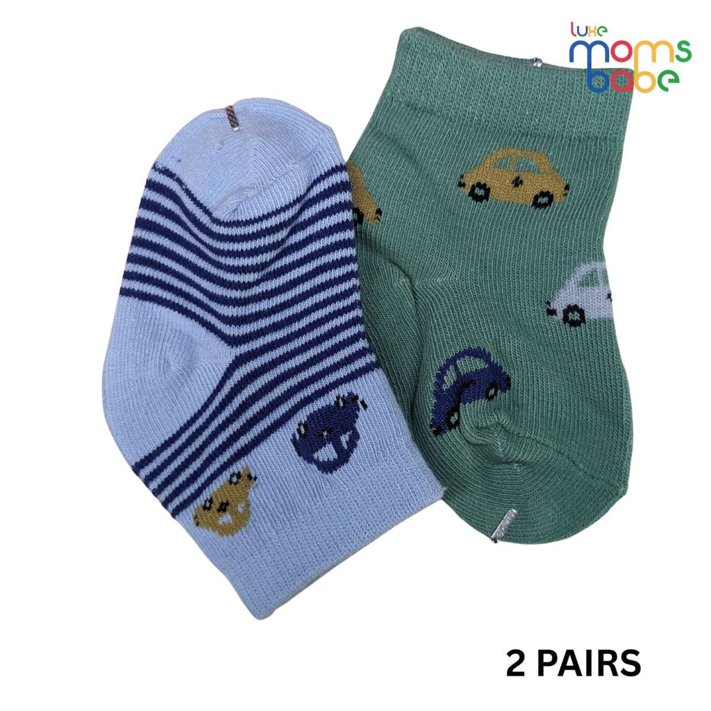 Baby Socks - Pack of 2 for Baby boys ( 0 - 6 Months ), Color - Light Blue & Light Green,baby boys ankle socks, breathable baby socks, gentle baby socks.