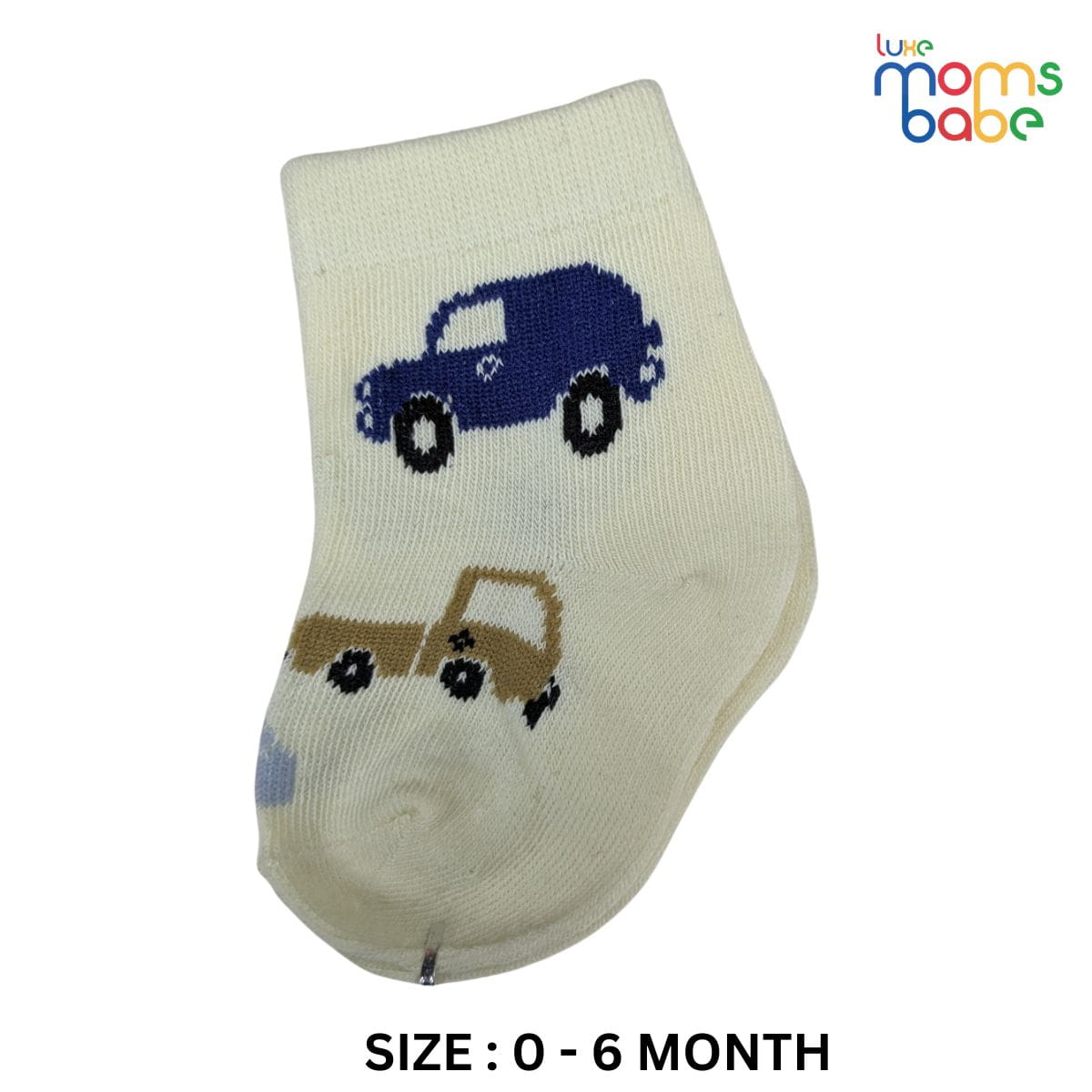 Baby Socks - Pack of 2 for Baby boys ( 0 - 6 Months ), Color - Navy Blue & Cream, baby socks for newborn boys ,comfortable socks for infants , breathable cotton