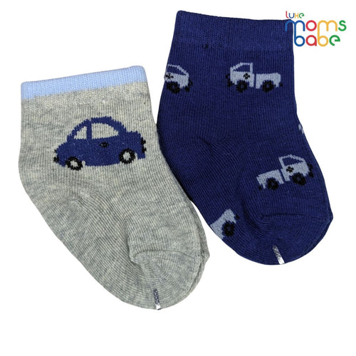 Baby Socks - Pack of 2 for Baby boys ( 0 - 6 Months ) Color - Navy Blue & Gray.