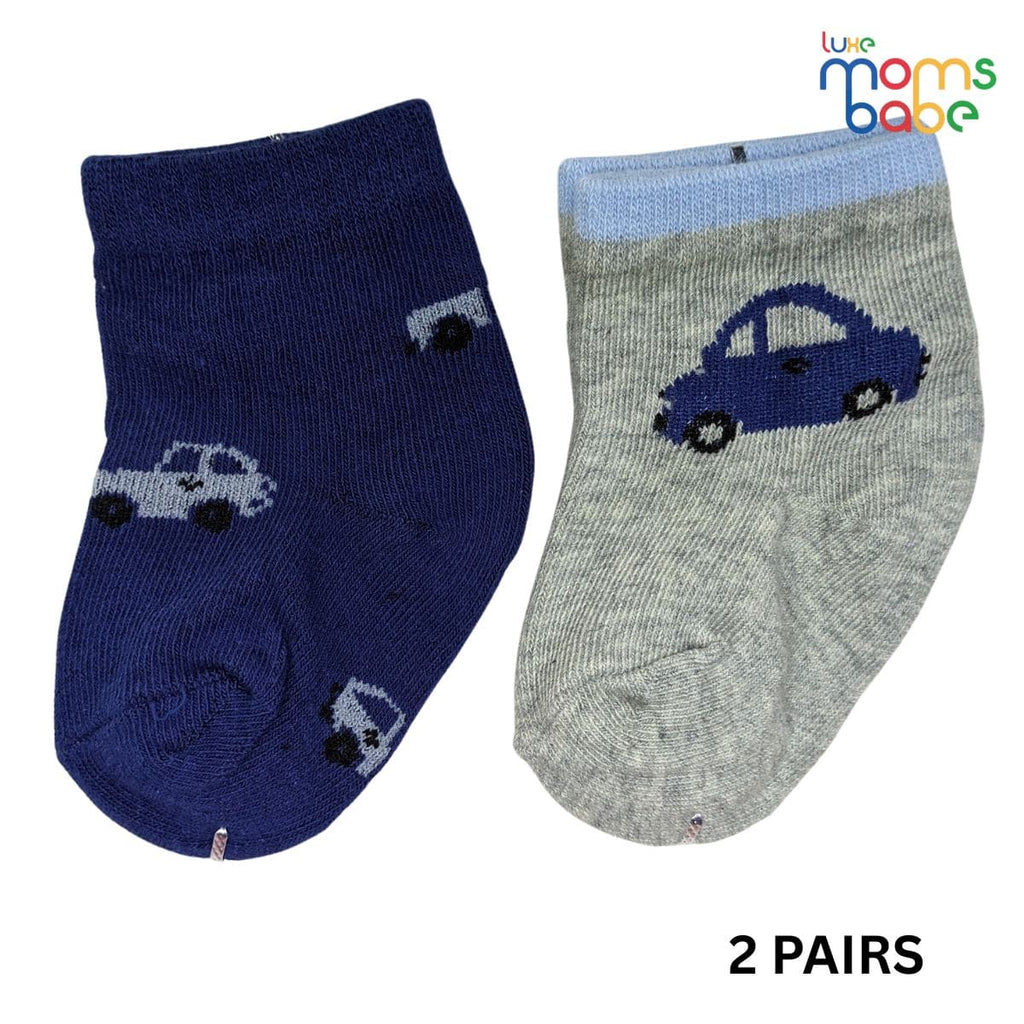 Baby Socks - Pack of 2 for Baby boys ( 0 - 6 Months ) Color - Navy Blue & Gray.