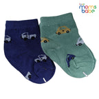 Baby Socks - Pack of 2 for Baby boys ( 0 - 6 Months ) Color - Navy Blue & Green